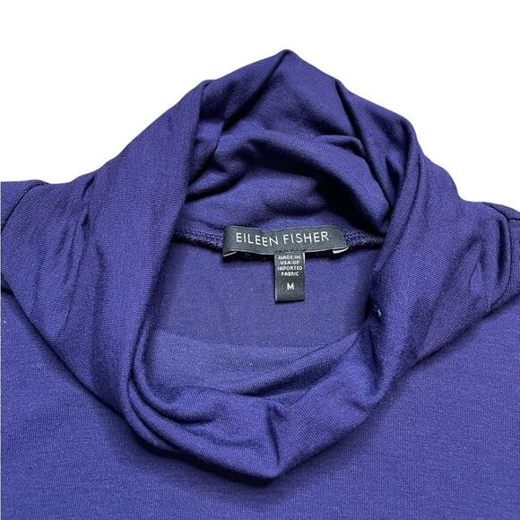 Eileen Fisher Deep Purple Turtleneck Top Size Medium - Picture 4 of 4